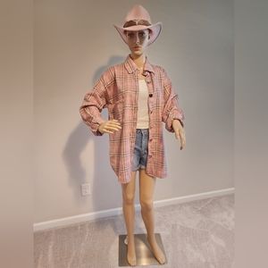 NWOT - Meceku Women's Oversized Flannel Plaid  Shirt